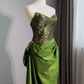 Mermaid Silky Satin Bodycon Prom Gown , Green Women's Maxi Evening Dress Ball Gown RS2426