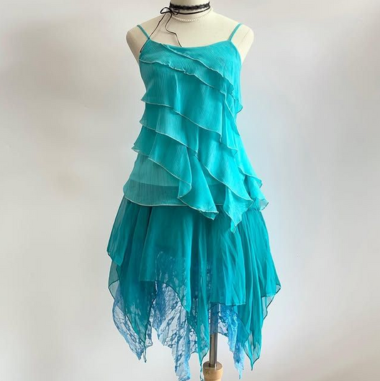 Fresh Frilled Homecoming Dress ,A-Line Spaghetti Straps Chiffon Summer Resort Dress RS945