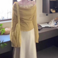 A complete set of outfits yellow one-shoulder top hip skirt 2025 two-piece suit R0768