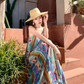 Travel wear beach dress retro travel seaside vacation floral suspender dress R1585