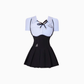 College style short shirt 2025 sweet and spicy high waist pleated skirt suit R1080