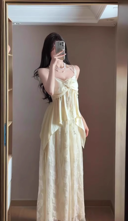 Gentle temperament irregular suspender top skirt two-piece suit for women R0534