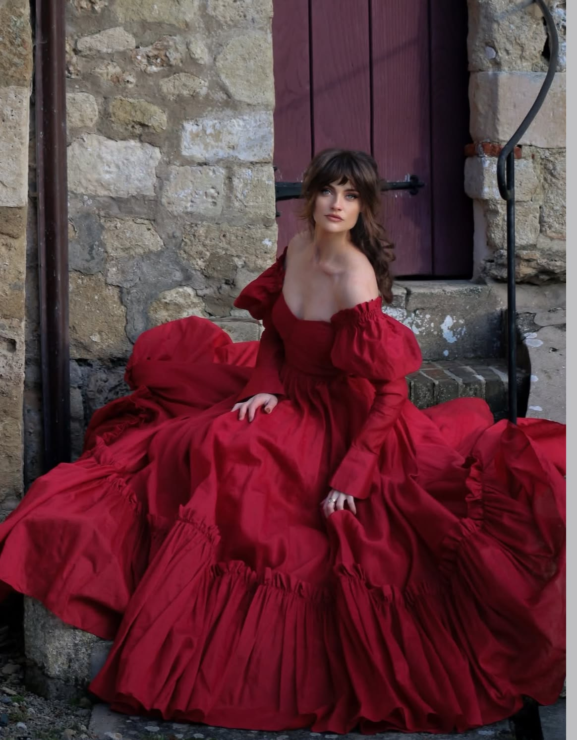 Puffy Pleated Bateau Women's Prom Gown Burgundy Corset Maxi Evening Dress Birthday Dress — Fall Outfit 2026 New RS3144