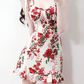 2025 Summer New French High Waist Holiday Red Floral Sling Short Dress R0961