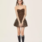 Hot girl wears sexy off-shoulder flower bud tube top tutu skirt leopard print dress R5215
