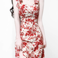 2025 Summer New Romantic Red Floral Waist Tie Holiday Suspender Dress R0922