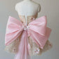 Apricot tube top with diamond and pearl trim and back bow design princess tutu skirt homecoming dress R4059