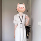Atmosphere wear white polo long-sleeved dress waist temperament fishbone French long skirt R0484
