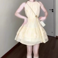 Gentle and sweet style flower halter neck dress beautiful waist A-line short skirt R0750