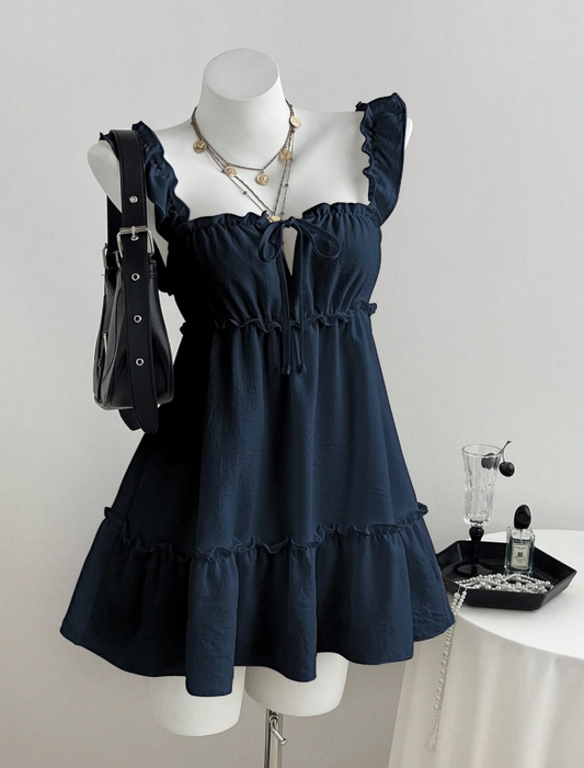 Casual Navy Homecoming Dress ,A-Line Spaghetti Straps Short Prom Dress Cami Dress RS953