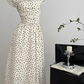 French style small flying sleeve polka dot dress temperament slim long skirt design R2052