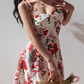 European and American style casual big red flower print suspender dress short skirt R2823