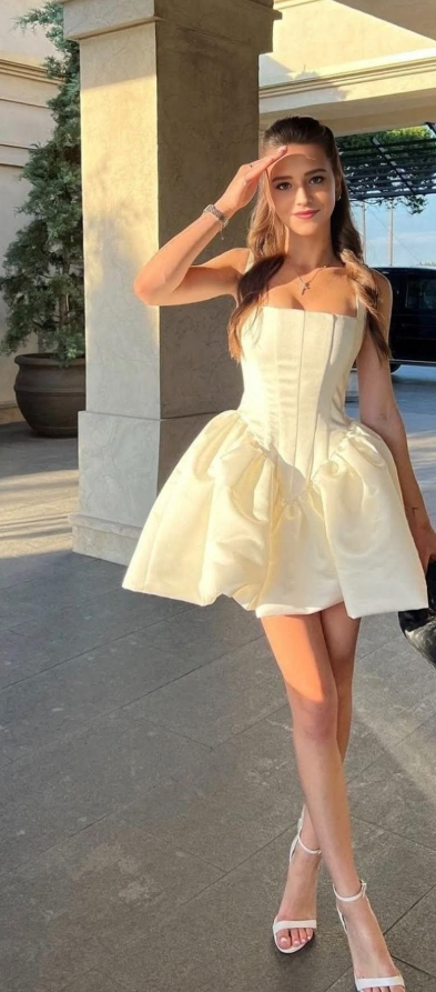 Silky Minimalsit Women's Homecoming Dress White Corset Short Prom Dress Party Dress RS2652