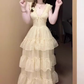 Gentle and sweet style V-neck suspender dress temperament waist beautiful skirt R0710