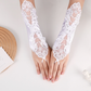 Hollow gloves wedding dress long lace embroidery nail beaded fingerless wedding gloves hook finger     S6250