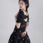 Black hollow high-end short skirt sweet jacquard baby doll skirt summer back bow dress for women R4114
