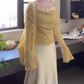 A complete set of outfits yellow one-shoulder top hip skirt 2025 two-piece suit R0768