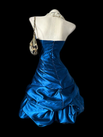 Silky Satin Pleated Women's Homecoming Dress Navy Corset Short Prom Dress Party Dress RS2653