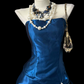 Silky Satin Pleated Women's Homecoming Dress Navy Corset Short Prom Dress Party Dress RS2653