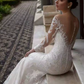 Mermaid Embroidered White Sweetheart Tulle Silky Bodycon Maxi Wedding Dress RS2427