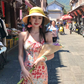 Women's French V-neck floral suspender dress waist and hip long skirt R0611
