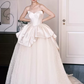 Elegant White A-Line Strapless Tulle Corset Maxi Wedding Dress RS962