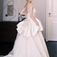 Elegant White A-Line Strapless Tulle Corset Maxi Wedding Dress RS962