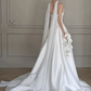 Minimalist White Silky A-Line Strapless Satin Corset Maxi Wedding Dress RS963