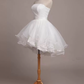 Minimalist White Homecoming Dress ,A-Line Strapless Tulle Short Prom Dress RS958