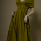 Elegant Bud Green Prom Dress ,A-Line Portrait Corset Maxi Evening Dress RS964
