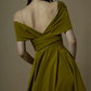 Elegant Bud Green Prom Dress ,A-Line Portrait Corset Maxi Evening Dress RS964