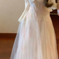 Gentle and elegant mesh suspender dress, beautiful waist and elegant long skirt R0490