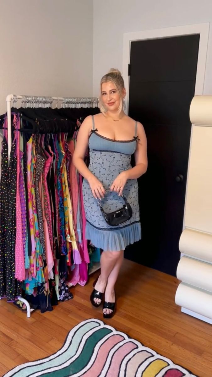 Haze Blue Sling Polka Dot Slim Sexy Long Skirt Homecoming Dress R3980