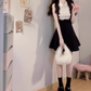 High-grade black sleeveless vest dress with lace waist and a-line tutu skirt R0755