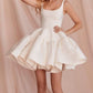 White suspenders waist slim fit puffy princess skirt homecoming dress R3660