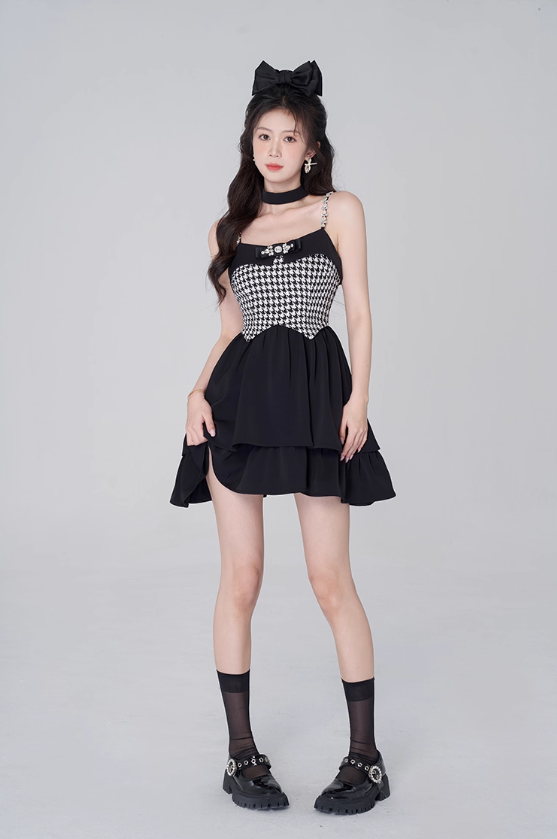 Pure desire little fragrance style suspender dress black sweet princess dress R4143
