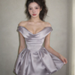 Silky Satin Beaded Women's Homecoming Dress Lavender Corset Short Prom Dress Party Dress RS2654