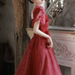 Elegant Burgundy A-Line Square Applique Corset Midi Birthday Dress Homecoming Dress RS583
