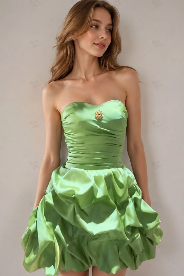 Charming Green Homecoming Dress ,A-Line Strapless Corset Short Prom Dress RS967