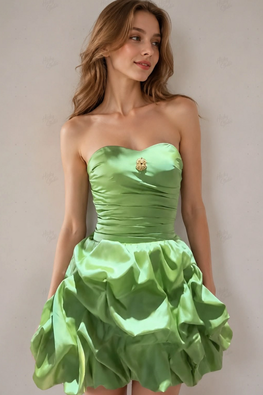 Charming Green Homecoming Dress ,A-Line Strapless Corset Short Prom Dress RS967