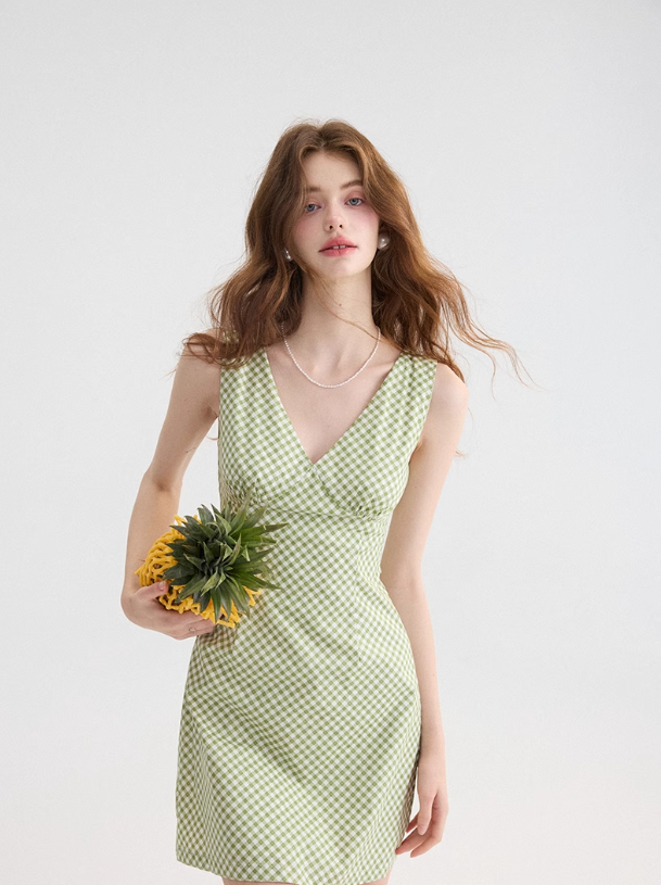 French green dress suspenders short skirt holiday wear skirt R2751