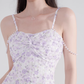 French design niche fishtail skirt sweet pure desire mid-length skirt purple floral suspender dress R4145