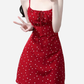 2025 Summer New Red Polka Dot High Waist Vacation Small A-line Suspender Dress R0965