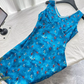 Priyanka floral V-neck chiffon waist sleeveless short dress R2059