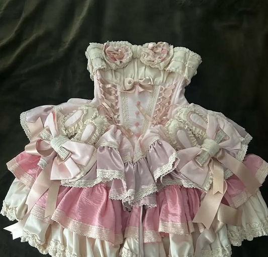 Lovely Pink Patchwork Homecoming Dress ,A-Line Strapless Bowknot Corset Cute Princess Dress RS975