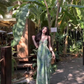Travel wear women's green gradient suspender dress seaside holiday style summer beautiful small skirt R0434