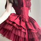 French red dress celebrity dress fluffy princess dress red     S5757