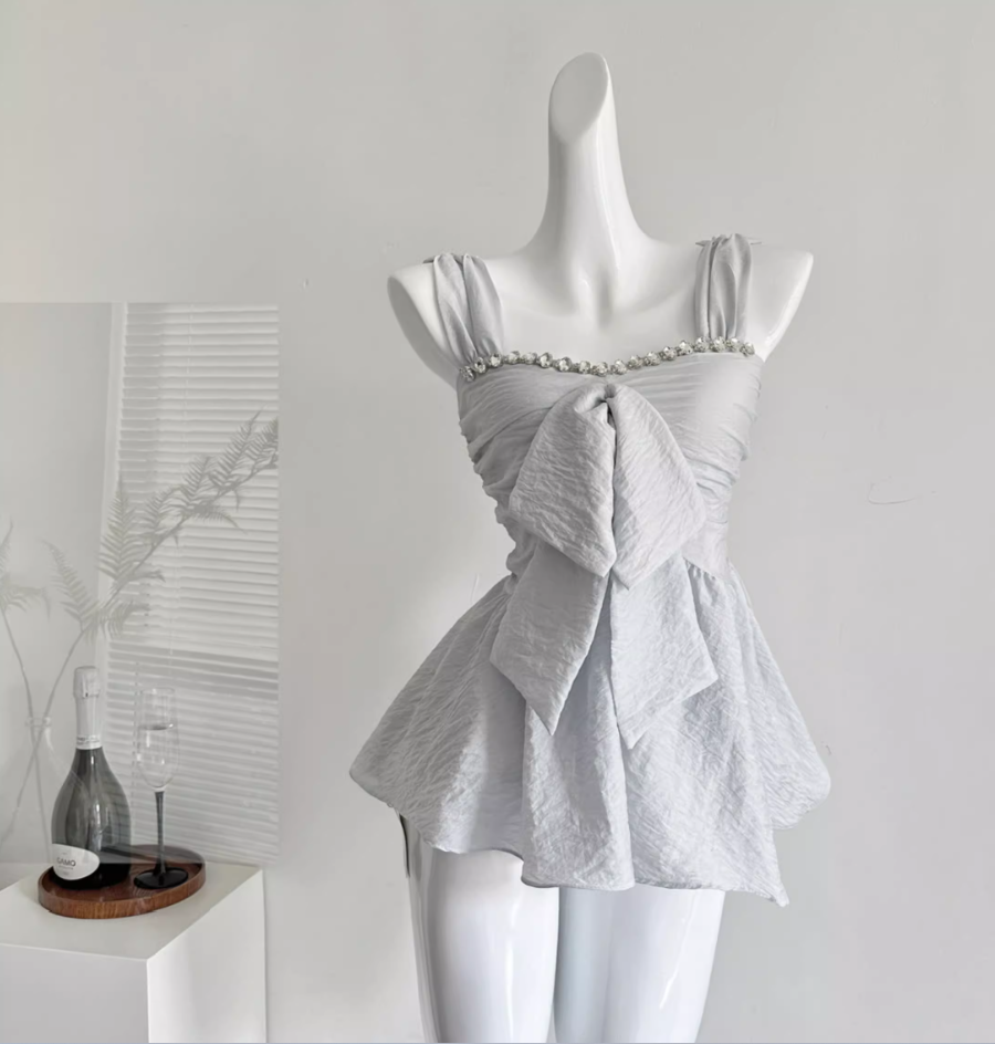 2025 new summer style chiffon shirt sexy top with diamond blouse R2054