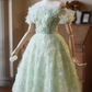 Fresh Green Glitter Homecoming Dress ,A-Line Off-the-shoulder Applique Corset Prom Dress RS805