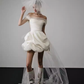 French White Satin One Shoulder Evening Gown Homecoming Dress R2978
